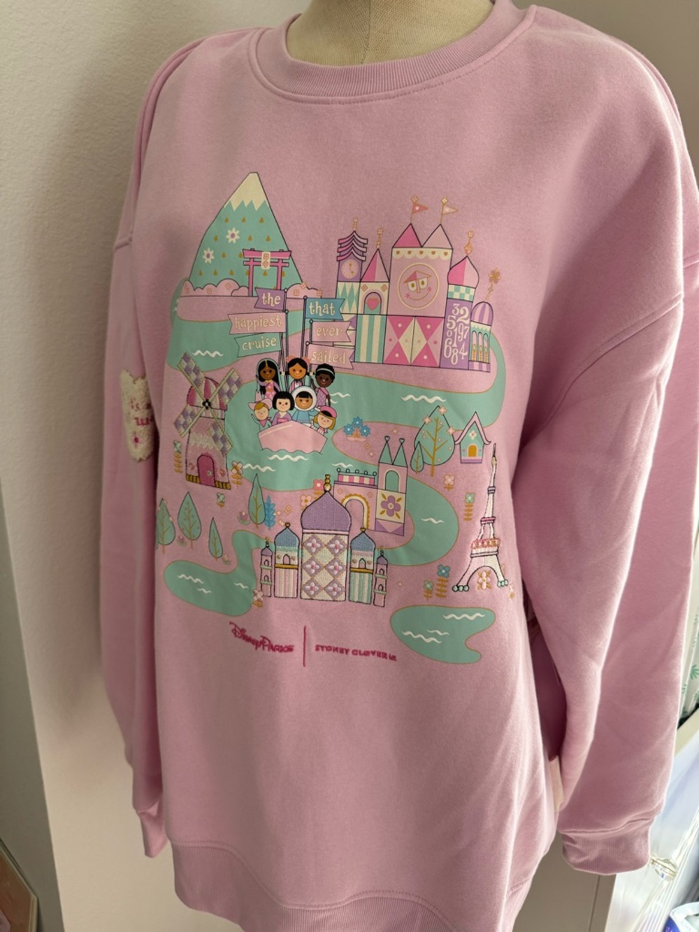 Disney Parks Stoney Clover Pink 'It's a Small World' sweatshirt Medium new